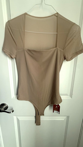 Reoria beige square neck mesh - beige,