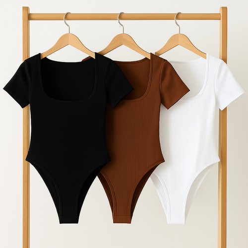 Women ribbed bodysuit one - ribbed,