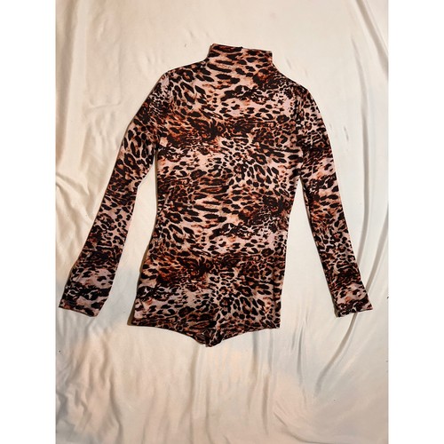 Leopard print mock neck long - neck,